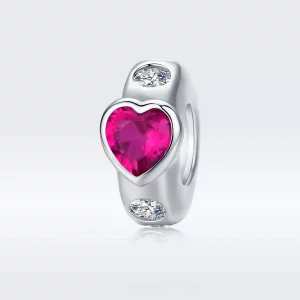 Encanto Espaciador de Plata Estilo Pandora con Brillante Amor - BSC123 (imagen para) Encanto Espaciador de Plata Estilo Pandora con Brillante Amor - BSC123