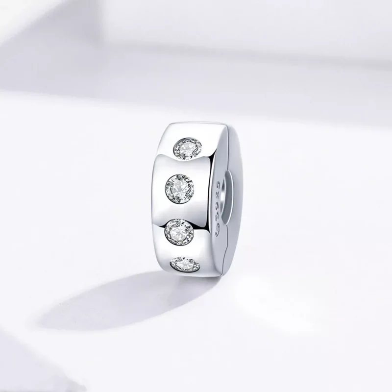 (imagen para) Encanto separador de plata estilo Pandora con circonia plateada - BSC165 - Ver 2