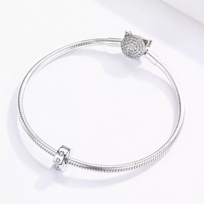 (imagen para) Encanto separador de plata estilo Pandora con circonia plateada - BSC165 - Ver 3
