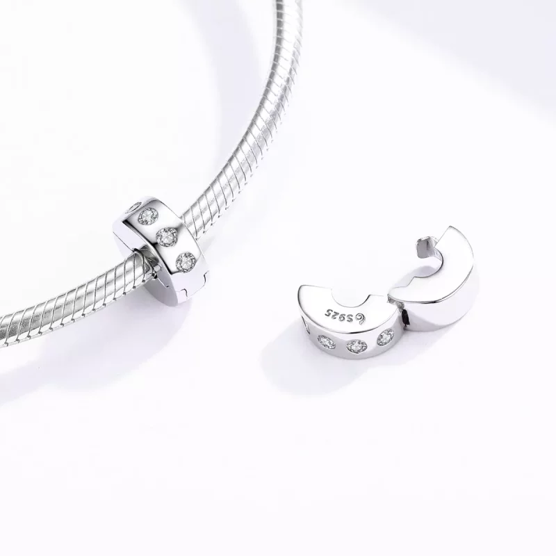 (imagen para) Encanto separador de plata estilo Pandora con circonia plateada - BSC165 - Ver 4