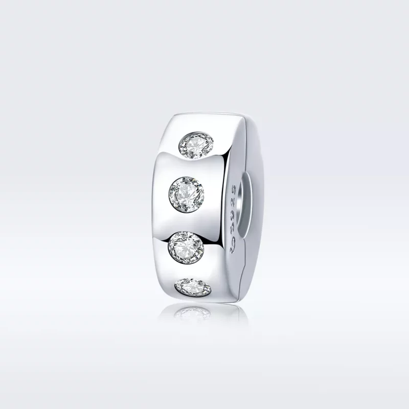 (imagen para) Encanto separador de plata estilo Pandora con circonia plateada - BSC165 - Ver 5