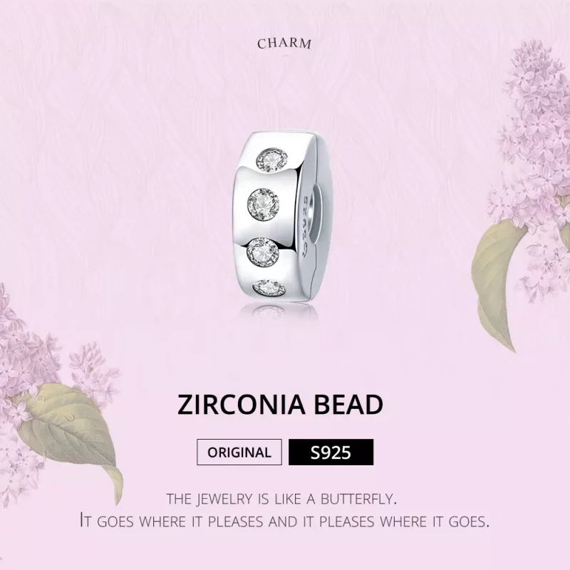 (imagen para) Encanto separador de plata estilo Pandora con circonia plateada - BSC165 - Ver 6