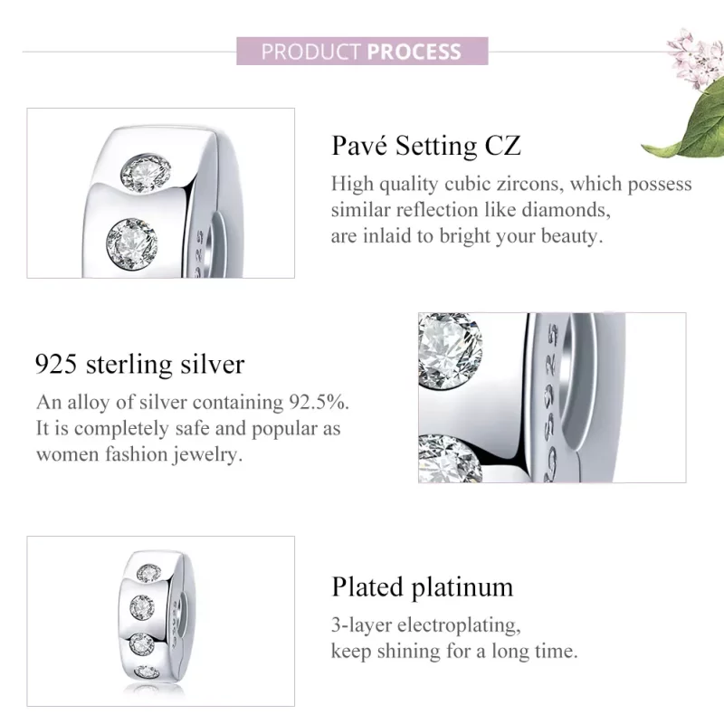 (imagen para) Encanto separador de plata estilo Pandora con circonia plateada - BSC165 - Ver 8
