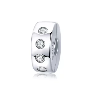 (imagen para) Encanto separador de plata estilo Pandora con circonia plateada - BSC165