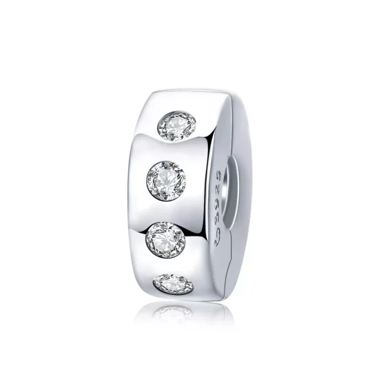 (imagen para) Encanto separador de plata estilo Pandora con circonia plateada - BSC165 - Haga clic en la imagen para cerrar.