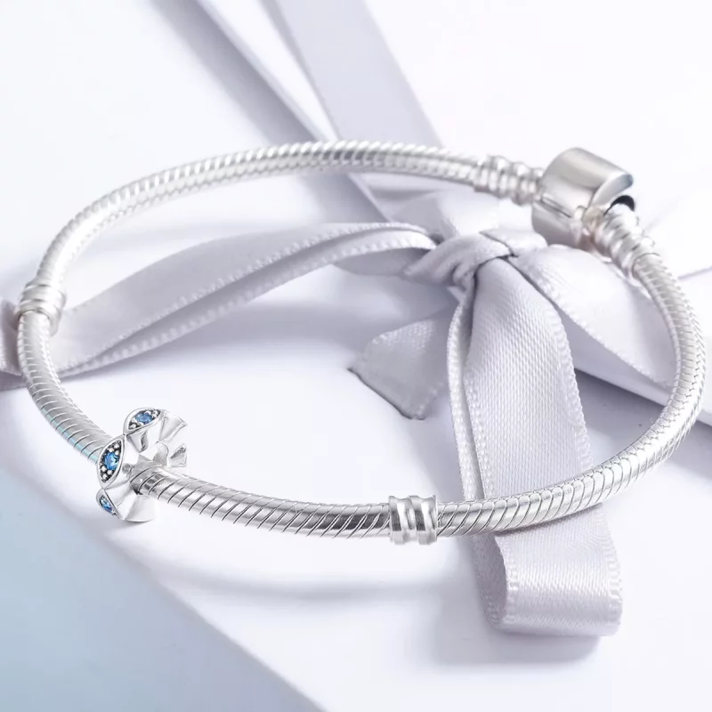 (imagen para) Encanto separador estilo Pandora con ojos brillantes de plata - SCC513 - Ver 4