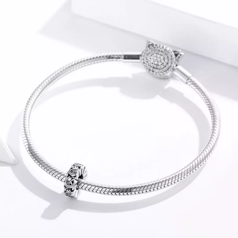 (imagen para) Encanto separador estilo Pandora en plata con diseño de enredaderas vintage - SC - Ver 3