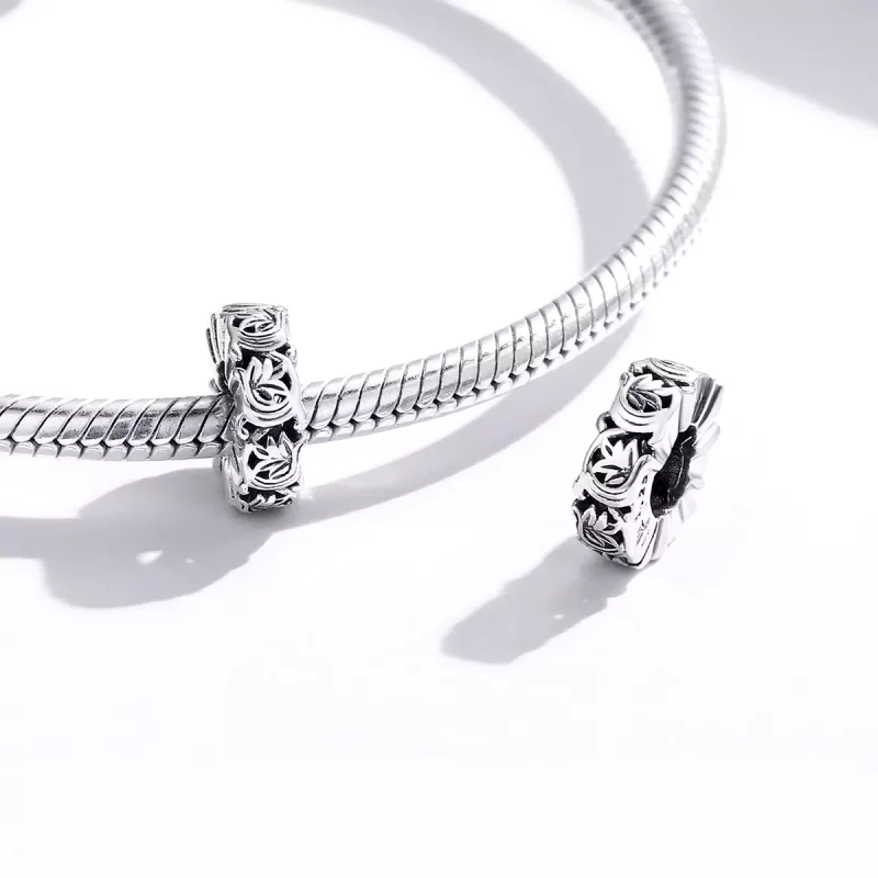 (imagen para) Encanto separador estilo Pandora en plata con diseño de enredaderas vintage - SC - Ver 4