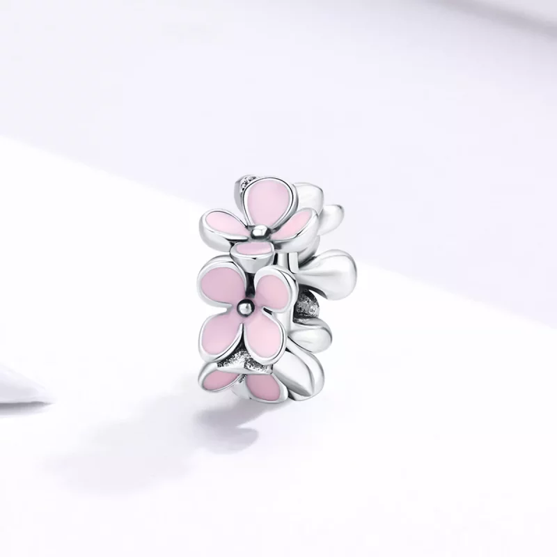 (imagen para) Pandora Estilo Plata Encanto Espaciador de Flor Rosa - SCC1484 - Ver 2