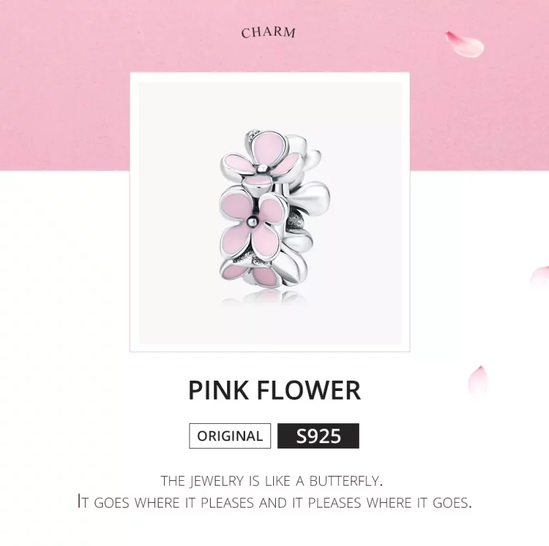(imagen para) Pandora Estilo Plata Encanto Espaciador de Flor Rosa - SCC1484 - Ver 5