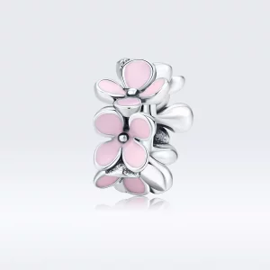 (imagen para) Pandora Estilo Plata Encanto Espaciador de Flor Rosa - SCC1484