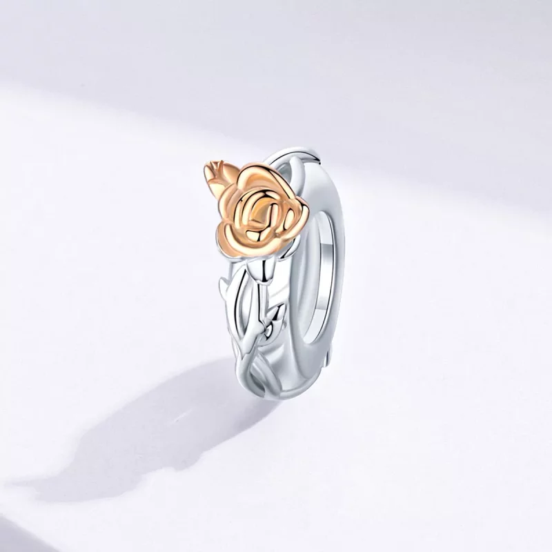 (imagen para) Pandora Style Charm de Espaciador en Dos Tonos Bicolor de Amante de Flores de Ro - Ver 2