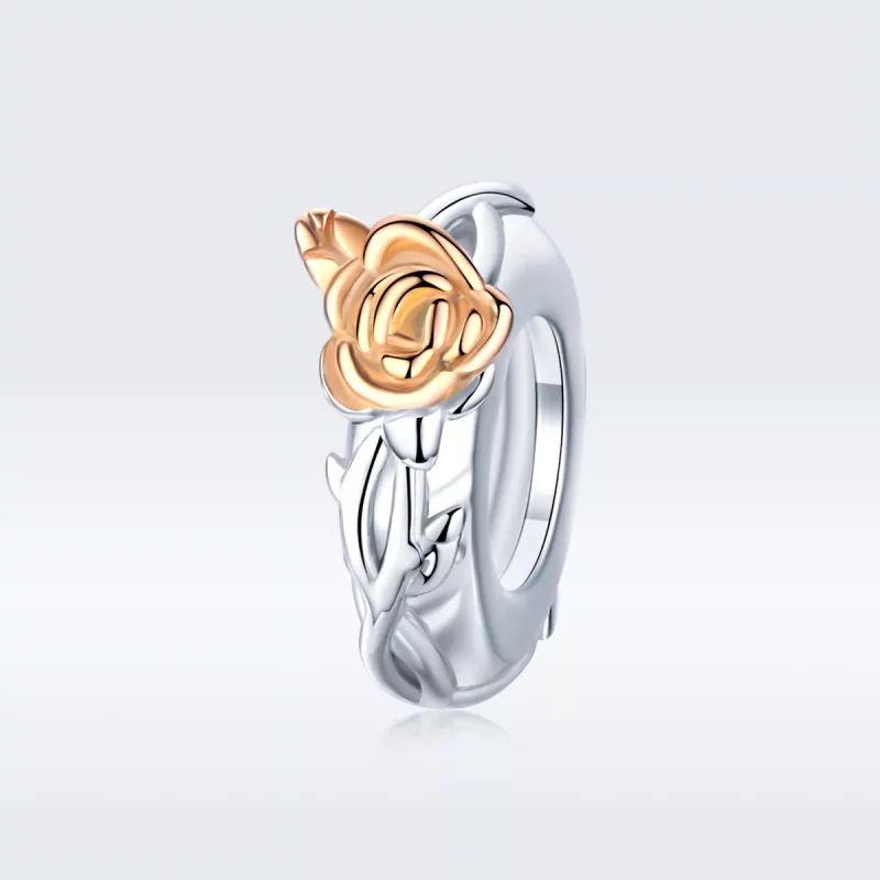 (imagen para) Pandora Style Charm de Espaciador en Dos Tonos Bicolor de Amante de Flores de Ro - Ver 5
