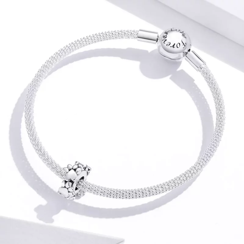 (imagen para) Pulsera de estilo Pandora con encanto separador de corazones dulces de plata - S - Ver 2