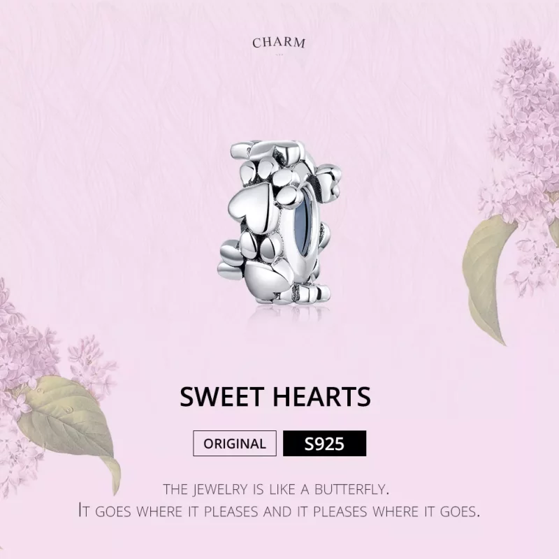 (imagen para) Pulsera de estilo Pandora con encanto separador de corazones dulces de plata - S - Ver 6