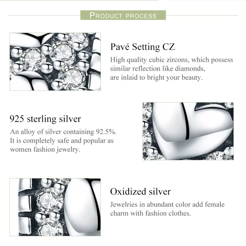 (imagen para) Pulsera de estilo Pandora en plata brillo con charm separador en forma de corazó - Ver 7