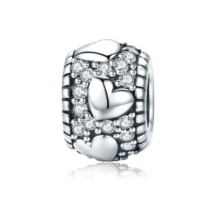 Pulsera de estilo Pandora en plata brillo con charm separador en forma de corazón - SCC798 (imagen para) Pulsera de estilo Pandora en plata brillo con charm separador en forma de corazón - SCC798