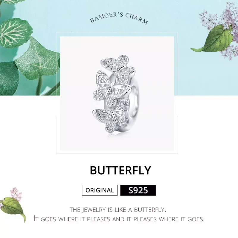 (imagen para) Pulsera de plata estilo Pandora con encanto separador de mariposa - BSC120 - Ver 5