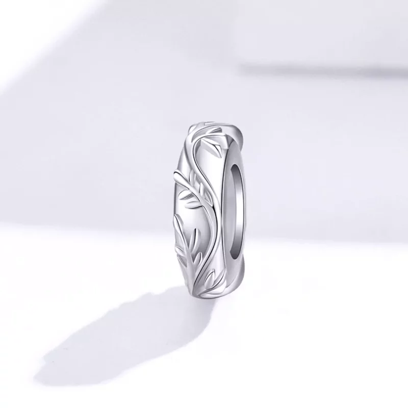 (imagen para) Pulsera estilo Pandora con charm separador de hoja de vid plateada - BSC142 - Ver 2