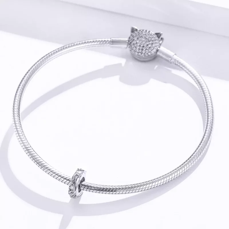 (imagen para) Pulsera estilo Pandora con charm separador de hoja de vid plateada - BSC142 - Ver 3