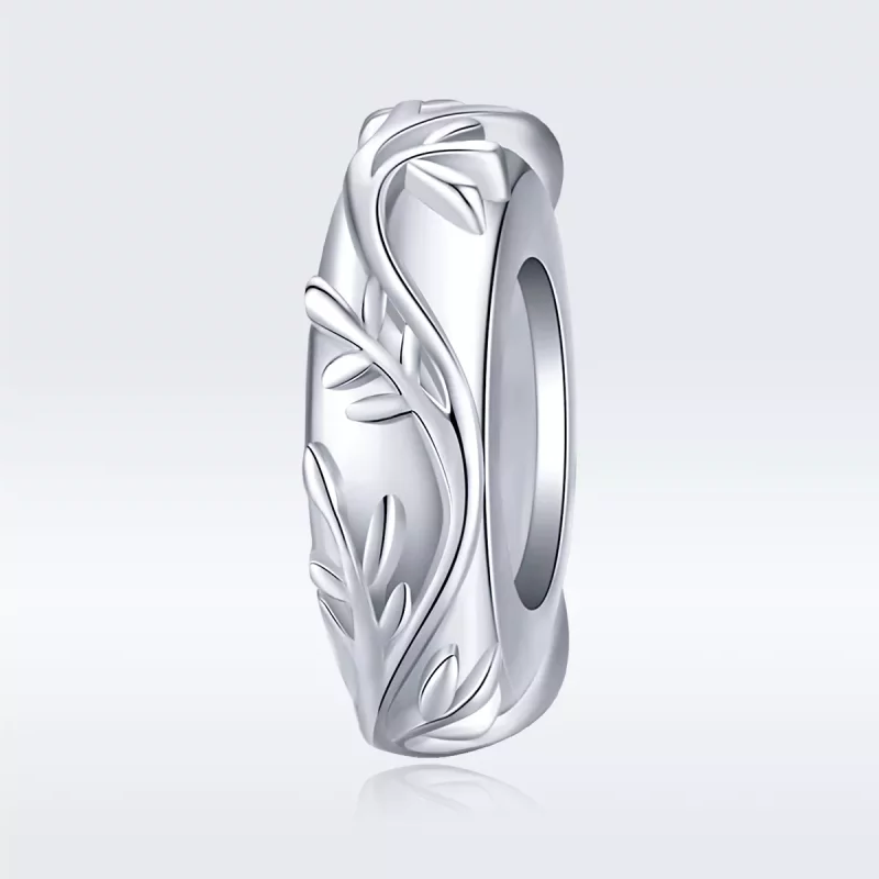 (imagen para) Pulsera estilo Pandora con charm separador de hoja de vid plateada - BSC142 - Ver 5