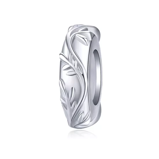 (imagen para) Pulsera estilo Pandora con charm separador de hoja de vid plateada - BSC142