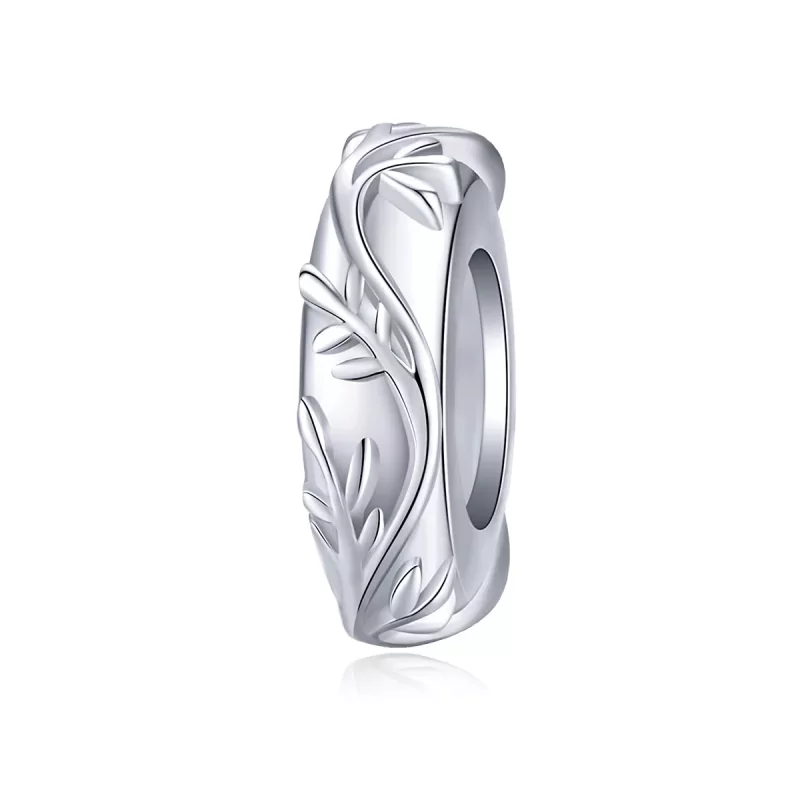 (imagen para) Pulsera estilo Pandora con charm separador de hoja de vid plateada - BSC142