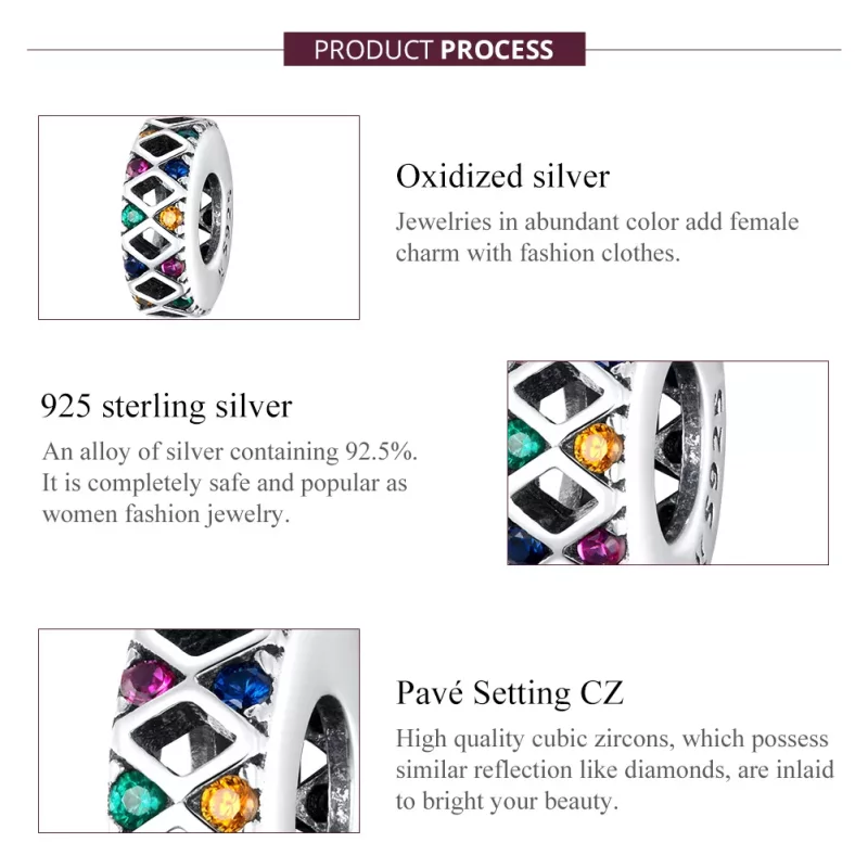 (imagen para) Pulsera estilo Pandora de plata con encanto separador de juego de saltos de circ - Ver 6