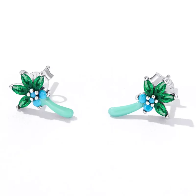 (imagen para) Aretes con forma de árbol de coco divertido estilo Pandora - SCE1403 - Ver 2