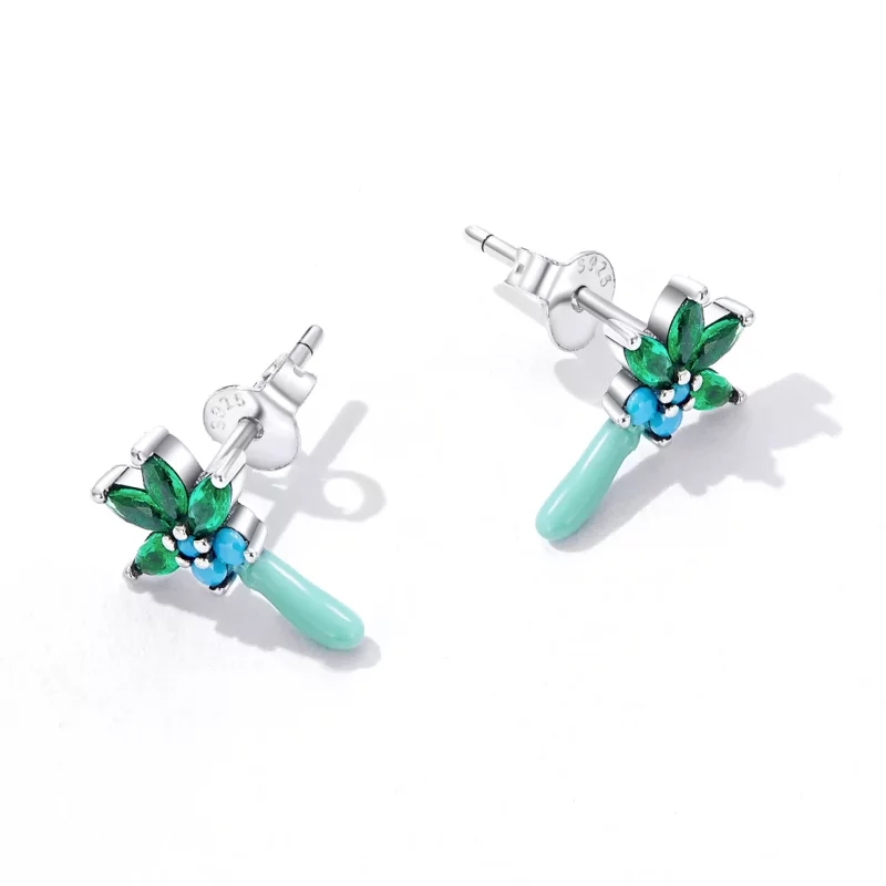 (imagen para) Aretes con forma de árbol de coco divertido estilo Pandora - SCE1403 - Ver 3
