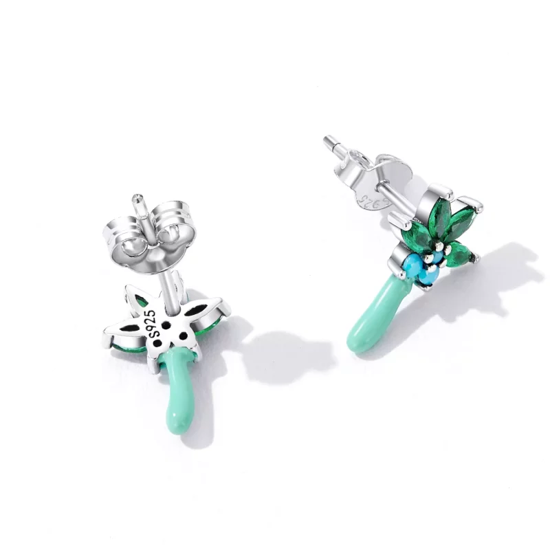 (imagen para) Aretes con forma de árbol de coco divertido estilo Pandora - SCE1403 - Ver 4