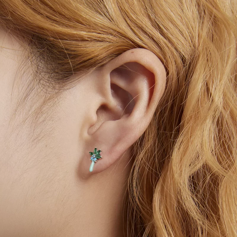 (imagen para) Aretes con forma de árbol de coco divertido estilo Pandora - SCE1403 - Ver 5