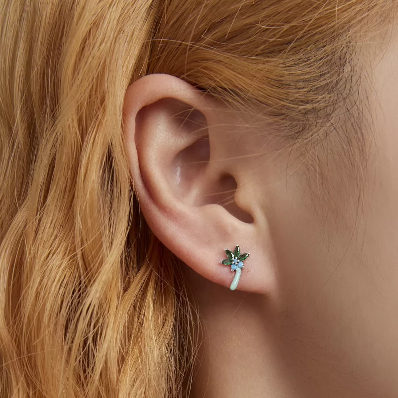 (imagen para) Aretes con forma de árbol de coco divertido estilo Pandora - SCE1403 - Ver 6