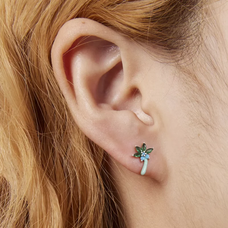 (imagen para) Aretes con forma de árbol de coco divertido estilo Pandora - SCE1403 - Ver 7