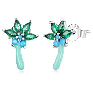 (imagen para) Aretes con forma de árbol de coco divertido estilo Pandora - SCE1403