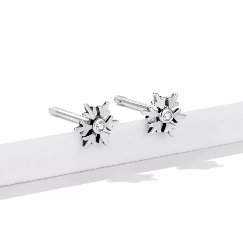 (imagen para) Aretes con hermosos copos de nieve estilo Pandora - BSE529 - Ver 2