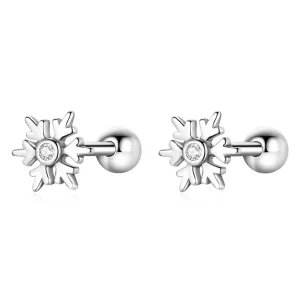 (imagen para) Aretes con hermosos copos de nieve estilo Pandora - BSE529