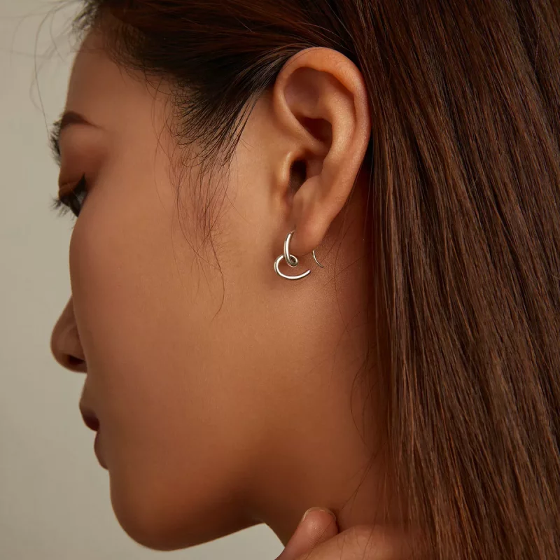 (imagen para) Aretes de amor simples estilo Pandora - SCE1333 - Ver 6