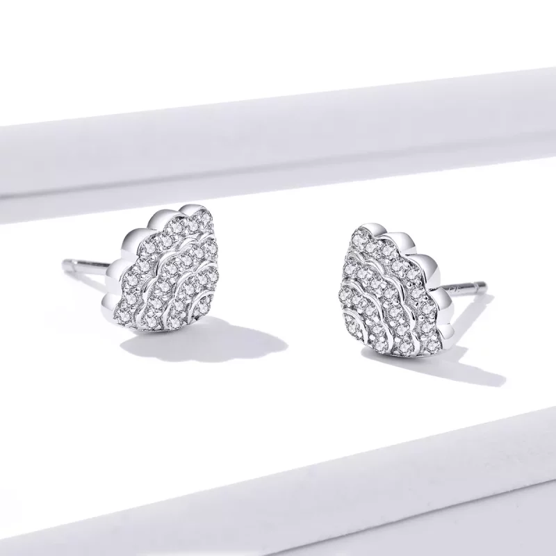 (imagen para) Aretes de botón con estilo Pandora romántico inspirado en conchas - BSE342 - Ver 2