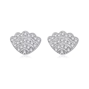 (imagen para) Aretes de botón con estilo Pandora romántico inspirado en conchas - BSE342