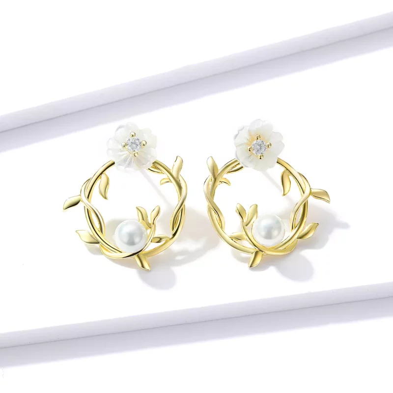 (imagen para) Aretes de botón de estilo Pandora con flores de verano - BSE309 - Ver 4