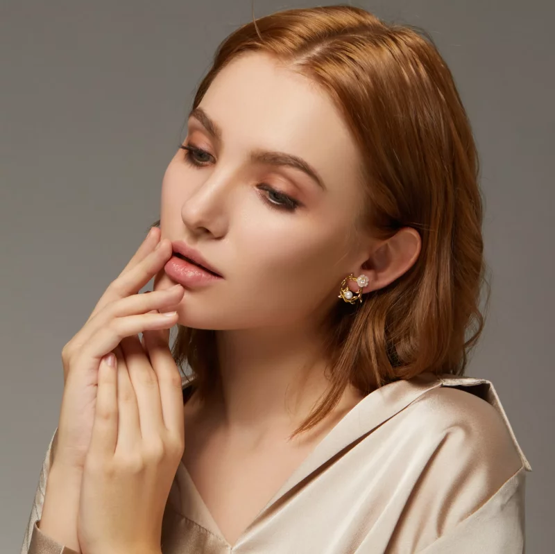 (imagen para) Aretes de botón de estilo Pandora con flores de verano - BSE309 - Ver 7