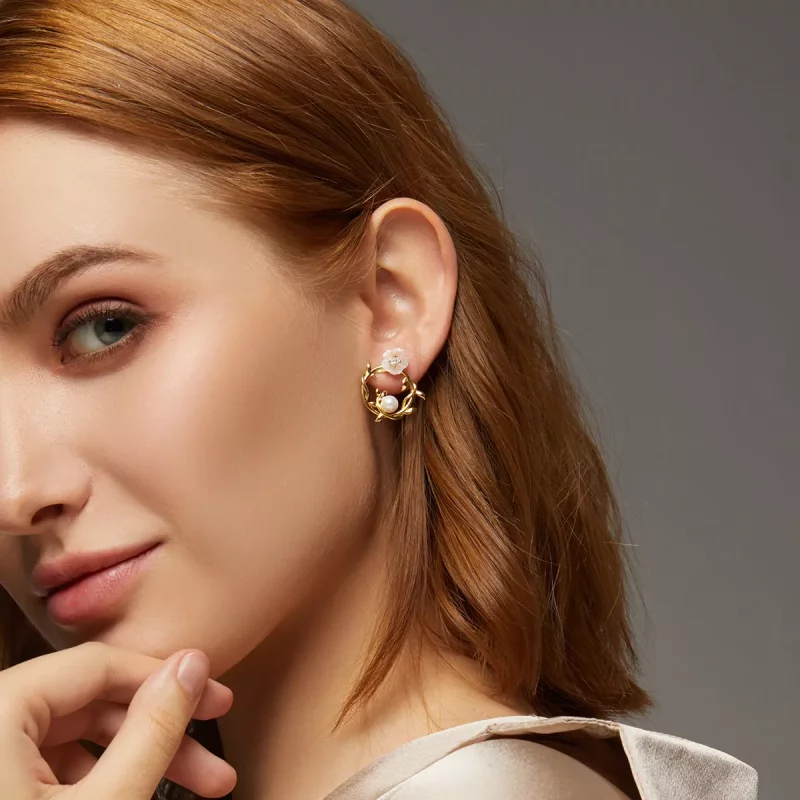 (imagen para) Aretes de botón de estilo Pandora con flores de verano - BSE309 - Ver 8