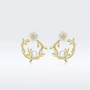(imagen para) Aretes de botón de estilo Pandora con flores de verano - BSE309