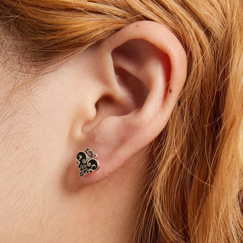 (imagen para) Aretes de botón estilo Pandora con corazones de póquer - SCE1378 - Ver 5