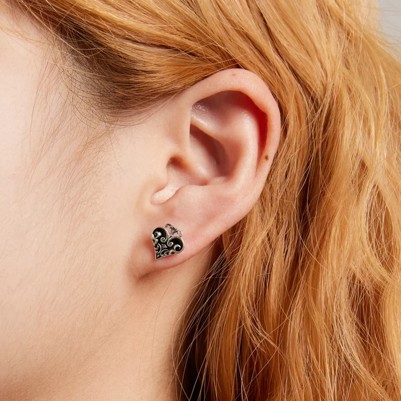 (imagen para) Aretes de botón estilo Pandora con corazones de póquer - SCE1378 - Ver 8