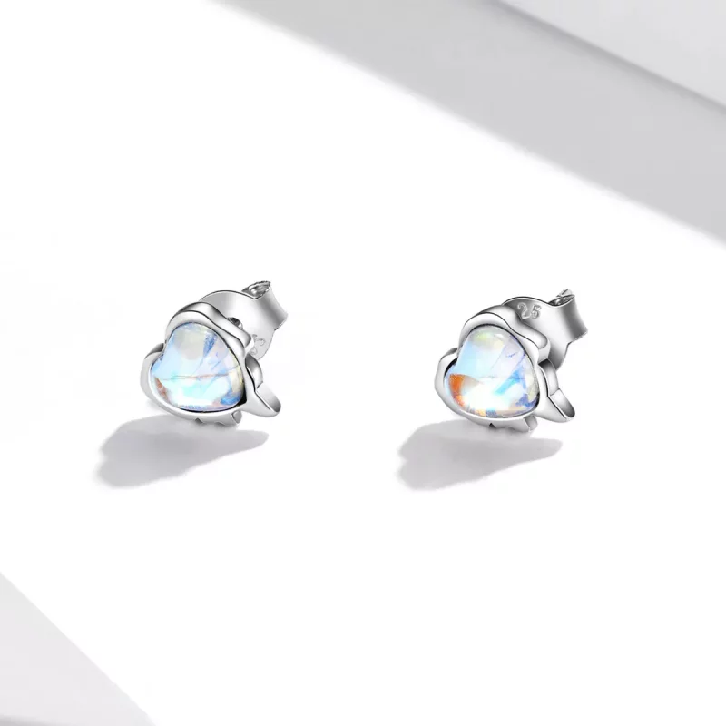 (imagen para) Aretes de botón estilo Pandora con diseño de amor fundido - SCE1306 - Ver 2