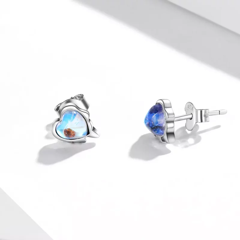 (imagen para) Aretes de botón estilo Pandora con diseño de amor fundido - SCE1306 - Ver 3