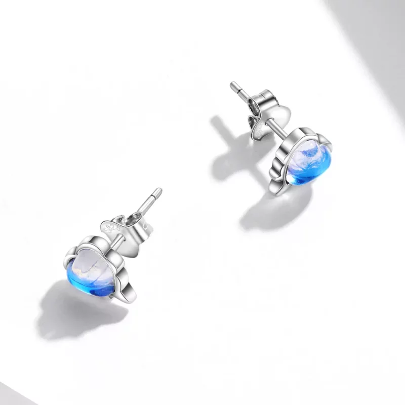 (imagen para) Aretes de botón estilo Pandora con diseño de amor fundido - SCE1306 - Ver 4