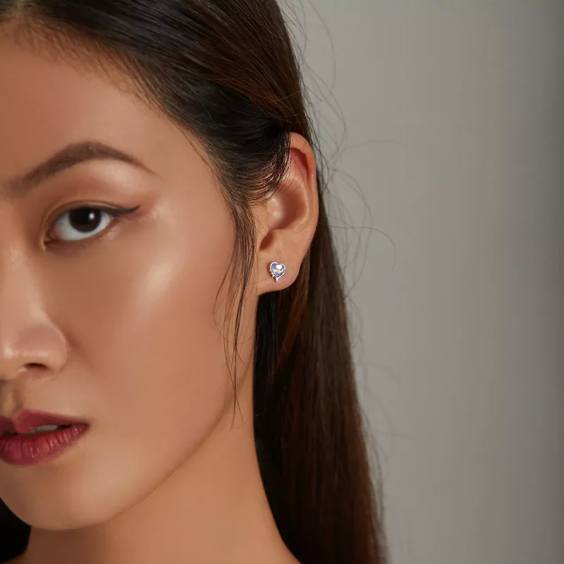 (imagen para) Aretes de botón estilo Pandora con diseño de amor fundido - SCE1306 - Ver 5
